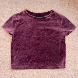 Forever 21 Mauve Velvet Short Sleeved Top, Size Small